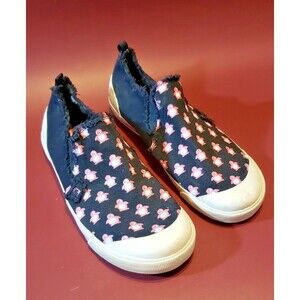 NWOB UNIONBAY Slip On Pink Penguin on Black Shoes "Ripped Penguin" Women's 10